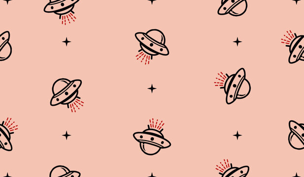 UFO pattern background vector design