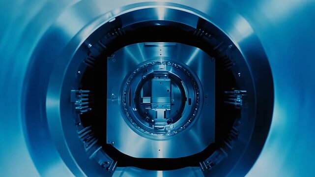 Modern technological apparatus featuring intricate metallic components and electrical connections, symbolizing progress in scientific research and advanced engineering for future energy solutions