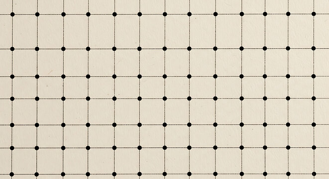 Minimalist technical grid pattern on vintage offwhite textured paper with black dots at line intersections ideal for architectural drafting and engineering schematics