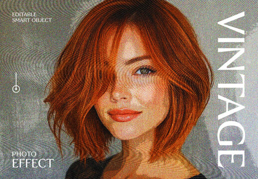 Grain Vintage Photo Effect Mockup