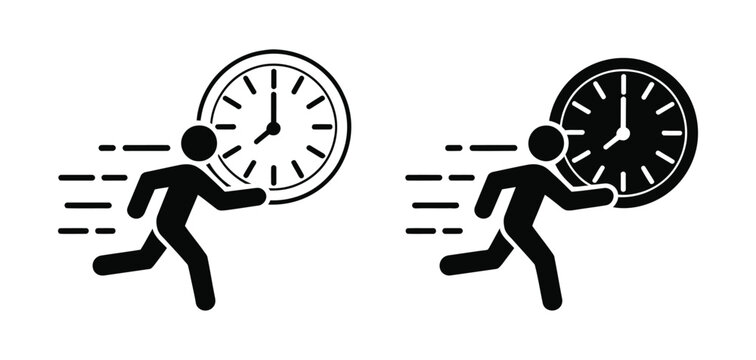 Dont Forget or Miss the Deadline concept human running rushed and belated for work businessman sign with clock deadlines stress planning and time management vector illustration design.
