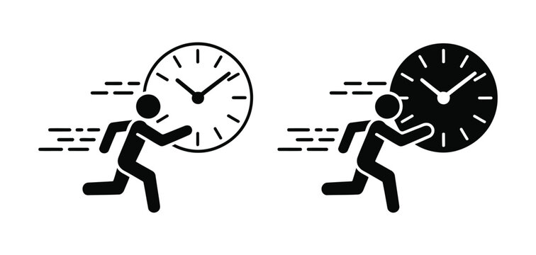 Dont Forget or Miss the Deadline concept human running rushed and belated for work businessman sign with clock deadlines stress planning and time management vector illustration design.