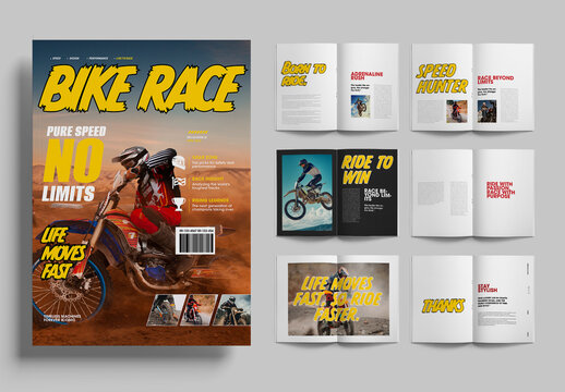 Modern Bike Race Magazine Layout Template