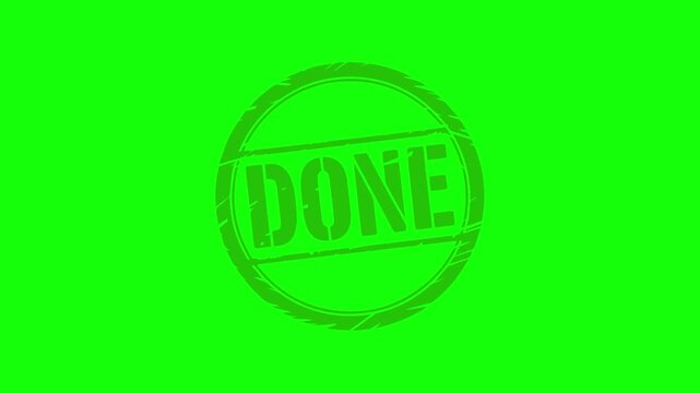 Collection of animated done checkmark icons and stamps for task completion on green screen background