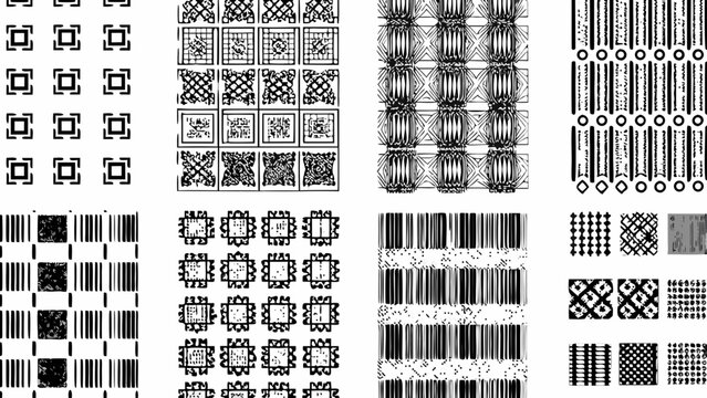 collection of abstract geometric patterns and line designs on a white background