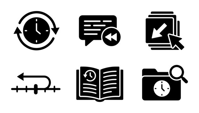 Time Management Icons, Workflow Symbols, Schedule Planning Graphics, Project Timeline Elements, Business Operations Vector Set