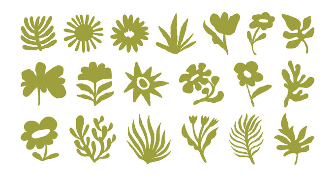 Vector naive hand drawn illustration with organic garden, farm produce, flowers and plants, rustic eco friendly sketch style for packaging, posters, banners, branding and print design
