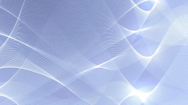 White digital mesh with elegant thin lines flowing in a clean abstract 3D landscape animation.