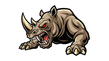 Aggressive rhino mascot illustration © Farelious