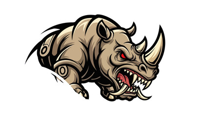 Aggressive rhino mascot illustration © Farelious