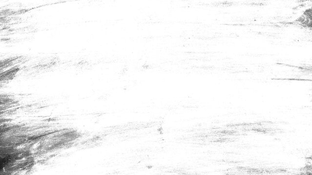 Minimal white grunge texture abstract background. Black rough brush strokes, scratched paint marks and distressed ink smudges. Subtle grain noise overlay. Dirty aged surface vintage design backdrop