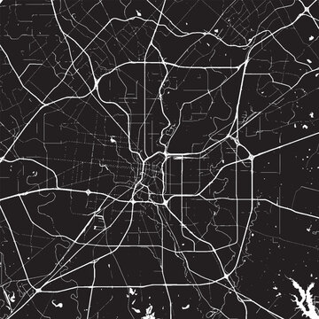San Antonio Texas Vector Map, Detailed City Street Map Black and White Minimalist Line Art