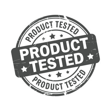 Product tested stamp grunge style isolated on white background