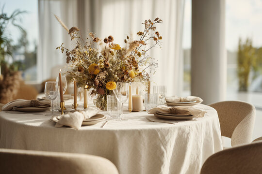 Round Dining Table Setup