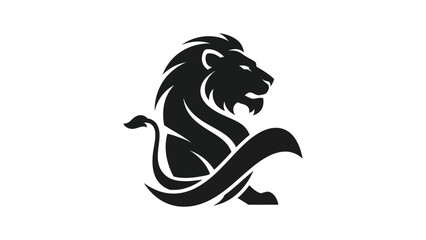 Black lion symbol on white background © Fcraw