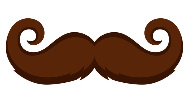 Brown Curly Moustache Graphic Icon - Vintage Gentleman Style