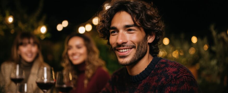 Friends revel in joy dancing to live music at a vibrant beachside barbecue in S&atilde;o Paulo