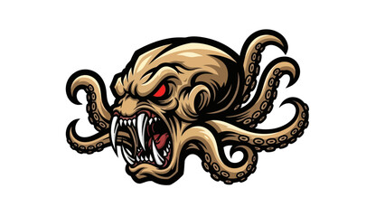 Furious octopus creature illustration © Ganesha