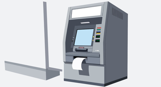 Modern ticket vending machine with screen and card slot, self-service station