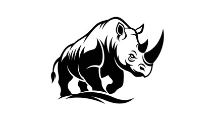 Black and white rhino illustration © Farelious