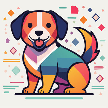 Colorful Geometric Dog Illustration