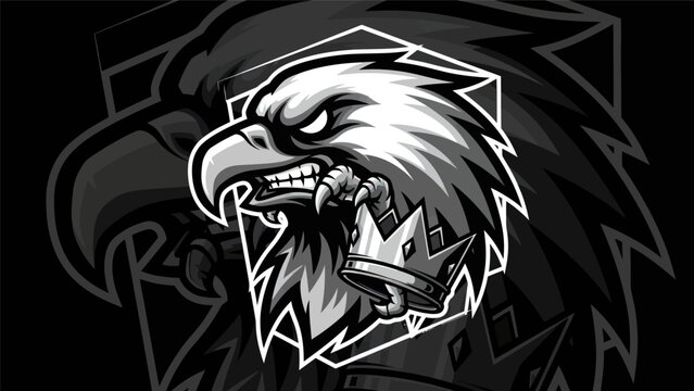 Eagle head graphic with crown and aggressive expression
