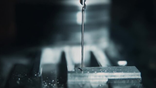 Spindle cutting metal on a modern computerized numerical control machine tool, creating a component with precision and efficiency in an industrial setting