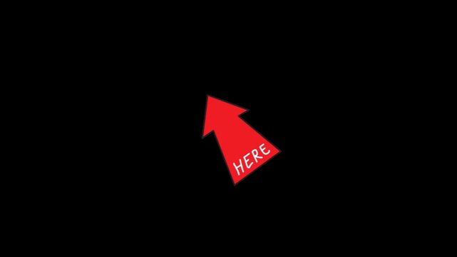 Red arrow pointing up with here text