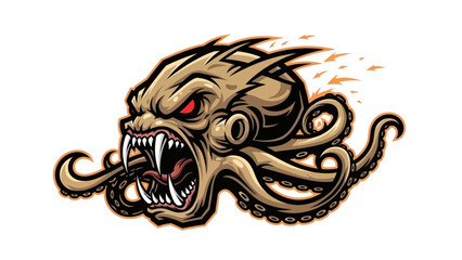 Monster octopus mascot illustration © Ganesha
