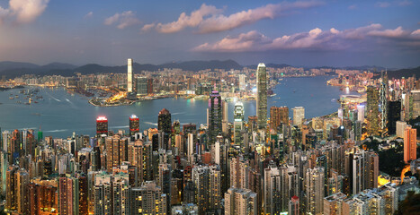 Fototapeta premium China - Hong Kong skyline at sunset