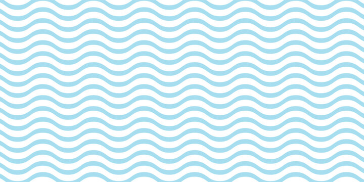 Pola Gelombang Seamless, Latar belakang vektor air laut yang digambar tangan. Bergelombang pantai cetak, garis cat grunge keriting, garis-garis cat air