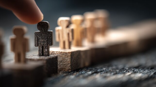 Human resource selection process involves choosing one individual from a line of figures