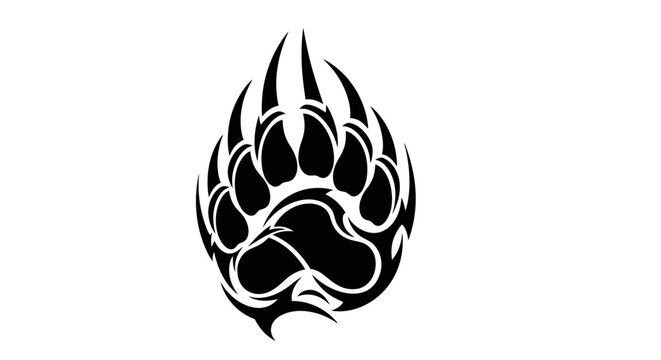 Stylized tribal bear paw print vector illustration.