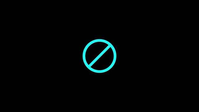 prohibition icon animation, no symbol animation, ban sign motion, restriction icon, forbidden sign, stop icon animation, white background, flat design animation