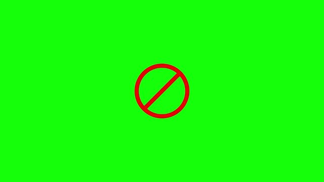 prohibition icon animation, no symbol animation, ban sign motion, restriction icon, forbidden sign, stop icon animation, white background, flat design animation