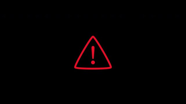 Red Warning Icon Rotation Scale Bounce Animation with Alpha Channel 4K