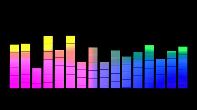 Colorful audio equalizer bars on black background