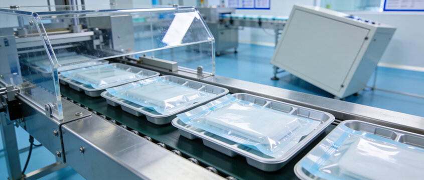 Automated packaging line for sterile medical supplies in a cleanroom environment