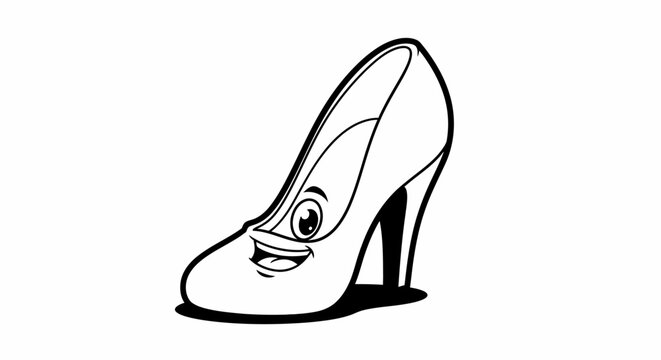 A happy high heel shoe with a smiling cartoon face.