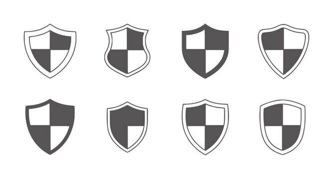 Eight shield with quartered dark and light sections security protection emblem crest