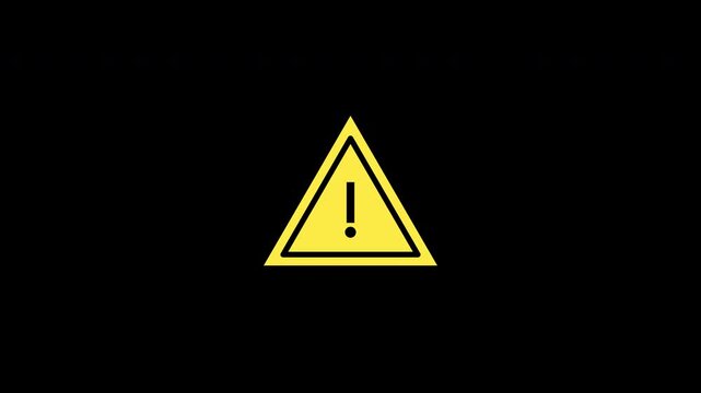 Warning Alert Icon Bounce Animation on Transparent Background 4K