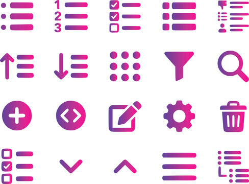 Purple Gradient UI Icon Set for Web and Mobile App Navigation
