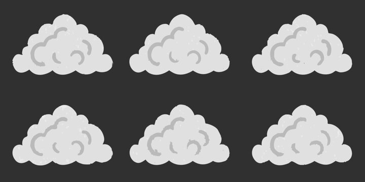 chalk cloud collection gray stylized shapes on dark background