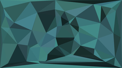 Obraz premium Teal green geometric low poly background with sharp triangular facets and soft dark shadows