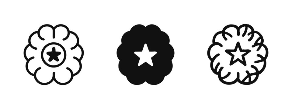 Brain Mindset and Open Mindedness Star Icon Set for Intelligence and Creativity