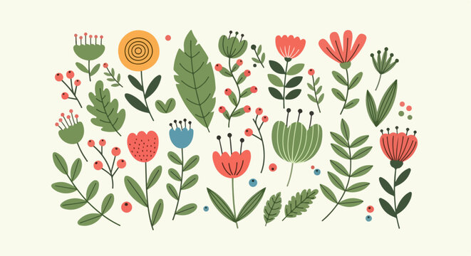 Spring Bloom Floral Collection Illustration