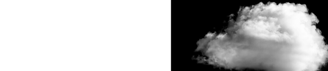 Fototapeta premium White cloud on black background, simple sky element for design