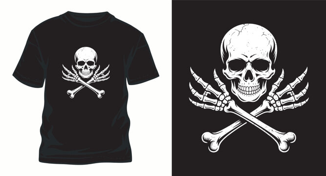 Skull and crossbones pirate t shirt design vector illustration.