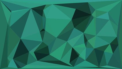 Obraz premium Deep abstract geometric low poly background in rich shades of teal and emerald green.