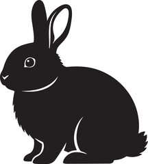 Obraz premium Black rabbit silhouette, vector bunny icon, sitting rabbit, animal clip art